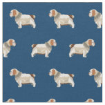 Clumber Spaniel navy blue dog Fabric