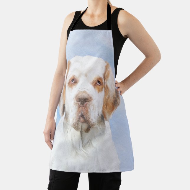 Clumber Spaniel Painting - Cute Original Dog Art Apron (Insitu)