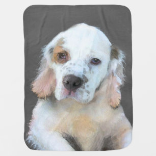 Clumber Spaniel Painting - Cute Original Dog Art Baby Blanket