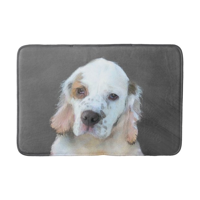 Clumber Spaniel Painting - Cute Original Dog Art Bath Mat (Front)