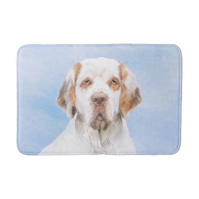 Clumber Spaniel Painting - Cute Original Dog Art Bath Mat (Front)
