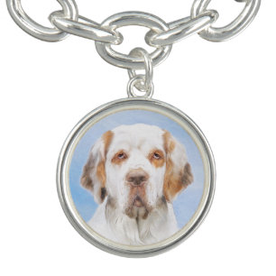 Clumber Spaniel Painting - Cute Original Dog Art Bracelet