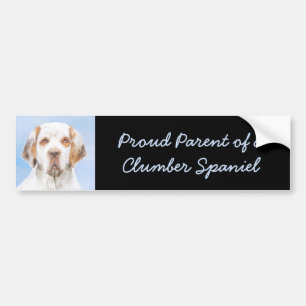 Clumber Spaniel Painting - Cute Original Dog Art Bumper Sticker