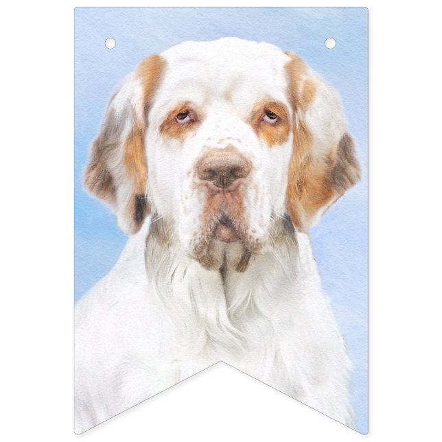 Clumber Spaniel Painting - Cute Original Dog Art Bunting Flags (First Flag)