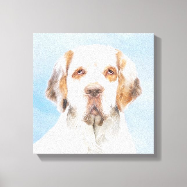 Clumber Spaniel Painting - Cute Original Dog Art Canvas Print (Front)