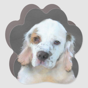 Clumber Spaniel Painting - Cute Original Dog Art Car Magnet