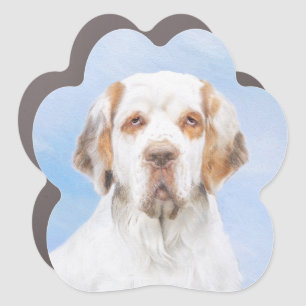 Clumber Spaniel Painting - Cute Original Dog Art Car Magnet