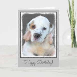 Clumber Spaniel Painting - Cute Original Dog Art Card
