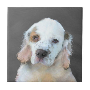 Clumber Spaniel Painting - Cute Original Dog Art Ceramic Tile
