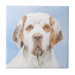 Clumber Spaniel Painting - Cute Original Dog Art Ceramic Tile