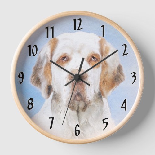 Clumber Spaniel Painting _ Cute Original Dog Art Clock