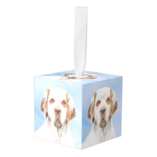 Clumber Spaniel Painting - Cute Original Dog Art Cube Ornament