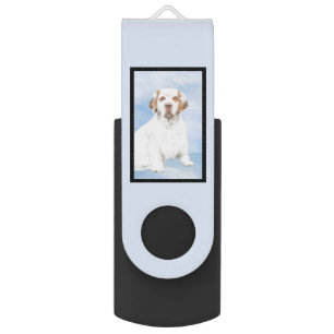 Clumber Spaniel Painting - Cute Original Dog Art Flash Drive