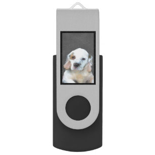 Clumber Spaniel Painting - Cute Original Dog Art Flash Drive
