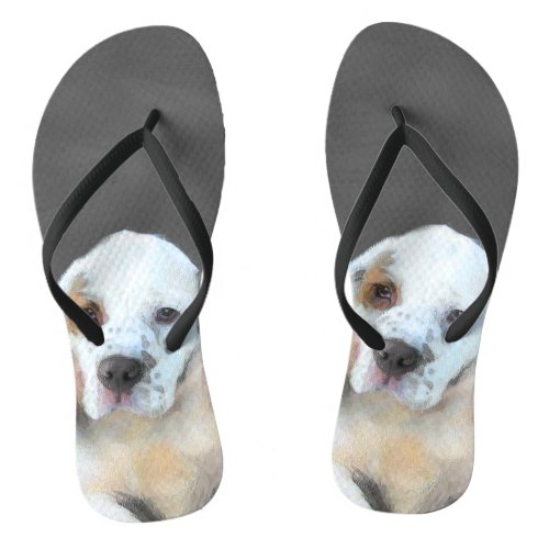 Clumber Spaniel Painting _ Cute Original Dog Art Flip Flops