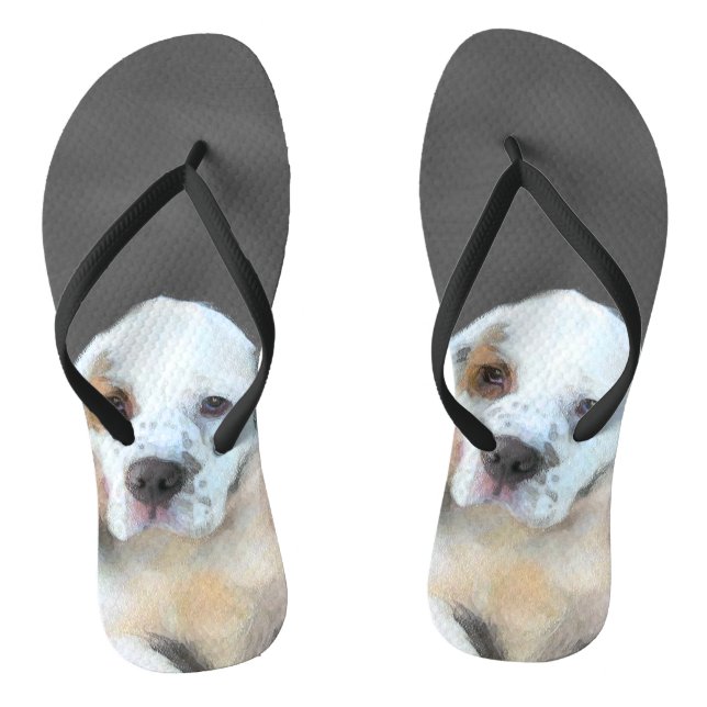 Clumber Spaniel Painting - Cute Original Dog Art Flip Flops (Footbed)