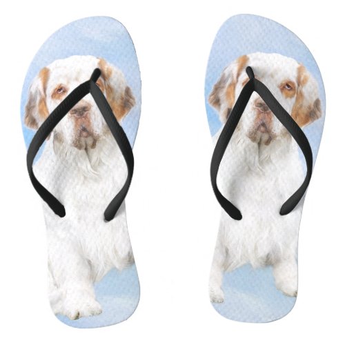 Clumber Spaniel Painting _ Cute Original Dog Art Flip Flops