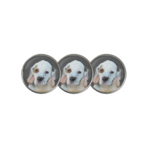 Clumber Spaniel Painting - Cute Original Dog Art Golf Ball Marker