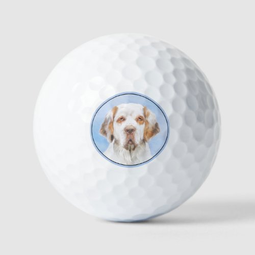 Clumber Spaniel Painting _ Cute Original Dog Art Golf Balls