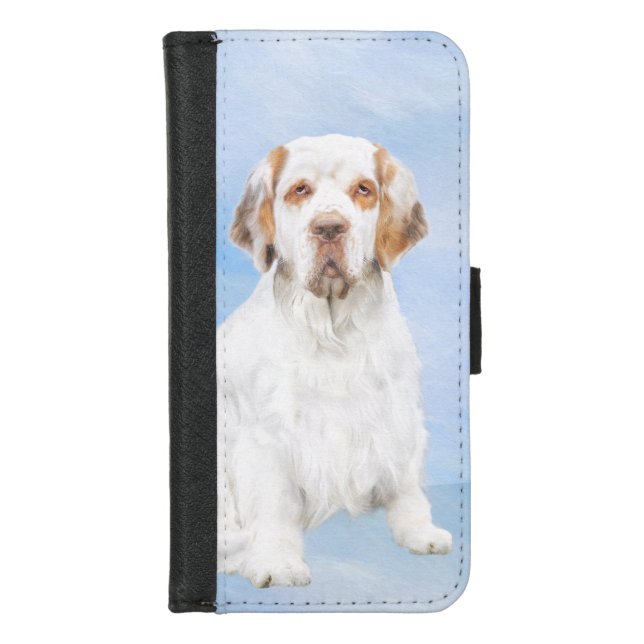 Clumber Spaniel Painting - Cute Original Dog Art iPhone Wallet Case (Front)