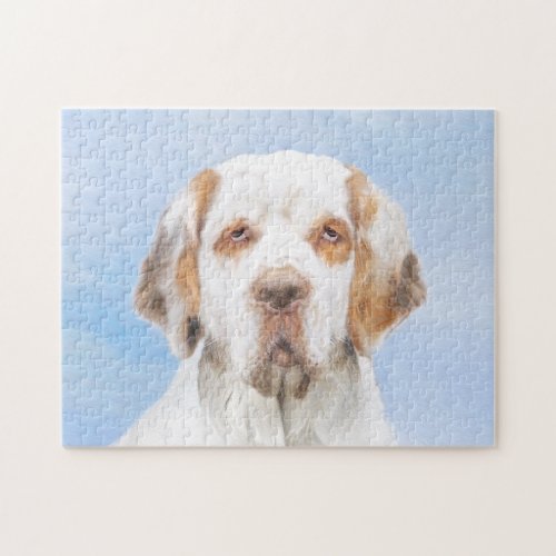 Clumber Spaniel Painting _ Cute Original Dog Art Jigsaw Puzzle