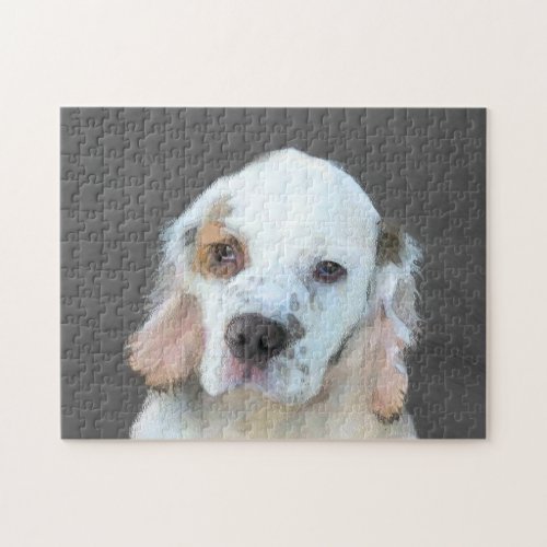 Clumber Spaniel Painting _ Cute Original Dog Art Jigsaw Puzzle