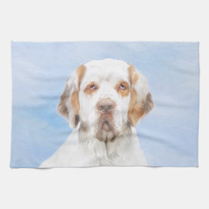 Clumber Spaniel Painting - Cute Original Dog Art Kitchen Towel