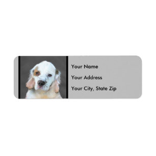 Clumber Spaniel Painting - Cute Original Dog Art Label