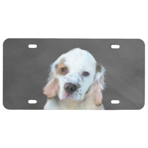 Clumber Spaniel Painting - Cute Original Dog Art License Plate