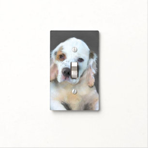 Clumber Spaniel Painting - Cute Original Dog Art Light Switch Cover
