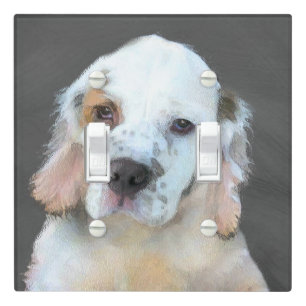 Clumber Spaniel Painting - Cute Original Dog Art Light Switch Cover