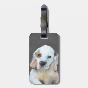 Clumber Spaniel Painting - Cute Original Dog Art Luggage Tag