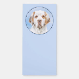 Clumber Spaniel Painting - Cute Original Dog Art Magnetic Notepad