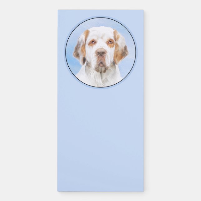 Clumber Spaniel Painting - Cute Original Dog Art Magnetic Notepad (Front)