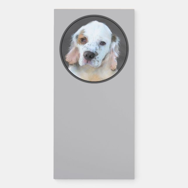 Clumber Spaniel Painting - Cute Original Dog Art Magnetic Notepad (Front)
