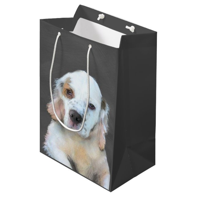 Clumber Spaniel Painting - Cute Original Dog Art Medium Gift Bag (Front Angled)