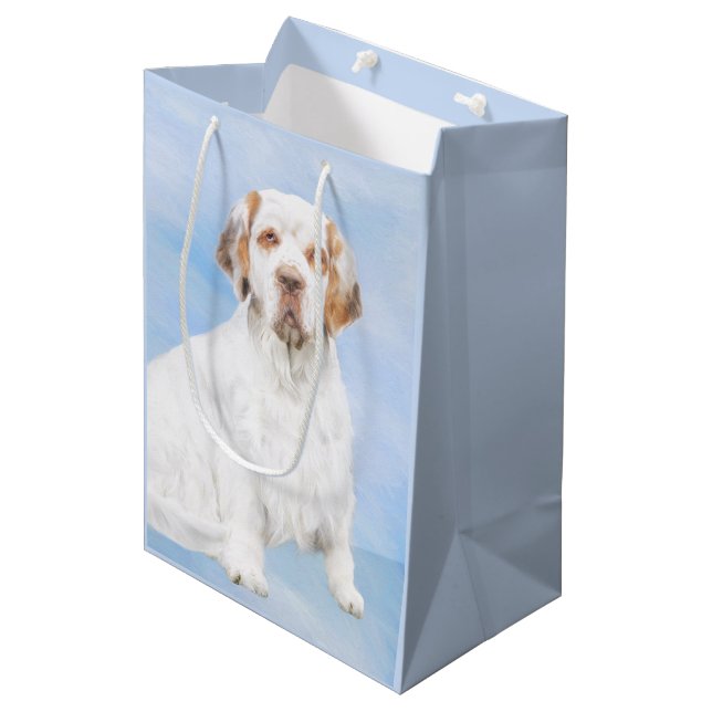 Clumber Spaniel Painting - Cute Original Dog Art Medium Gift Bag (Front Angled)
