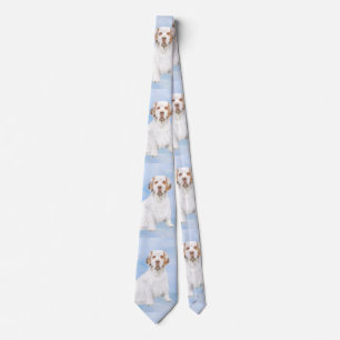 Clumber Spaniel Painting - Cute Original Dog Art Neck Tie