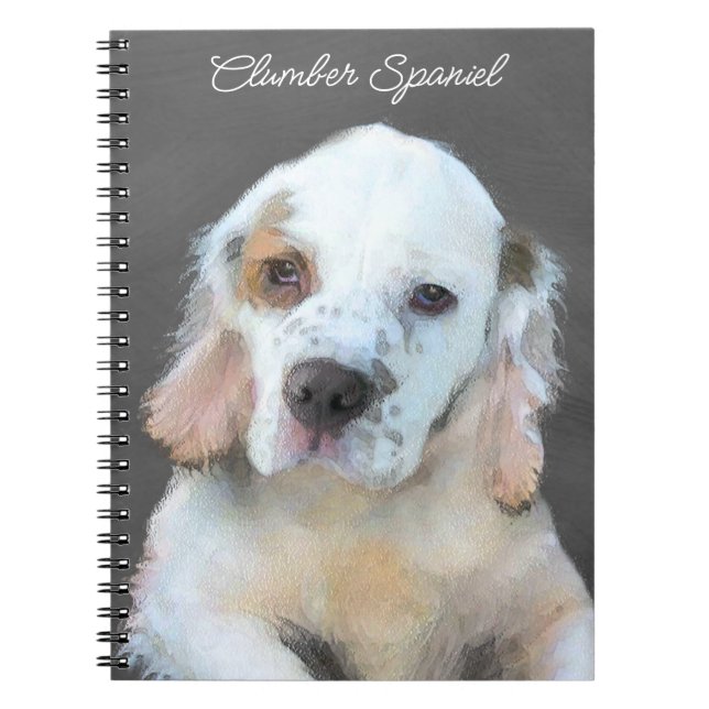 Clumber Spaniel Painting - Cute Original Dog Art Notebook (Front)