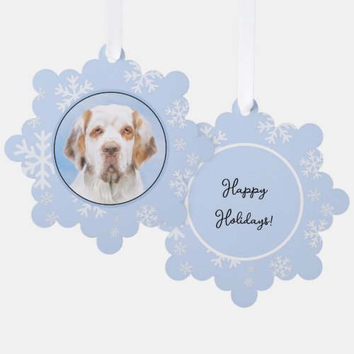 Clumber Spaniel Painting _ Cute Original Dog Art Ornament Card
