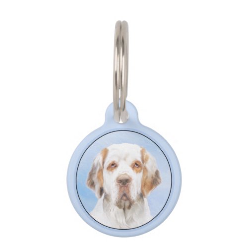 Clumber Spaniel Painting _ Cute Original Dog Art Pet ID Tag