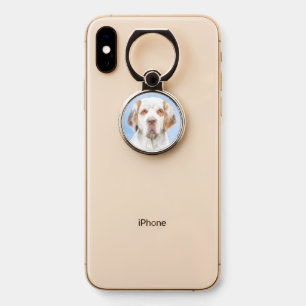 Clumber Spaniel Painting - Cute Original Dog Art Phone Ring Stand