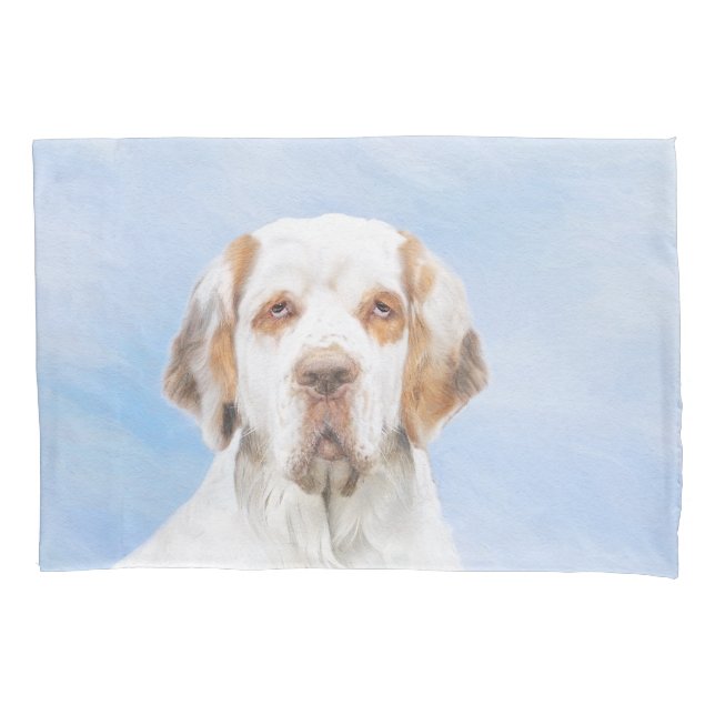 Clumber Spaniel Painting - Cute Original Dog Art Pillow Case (Front)