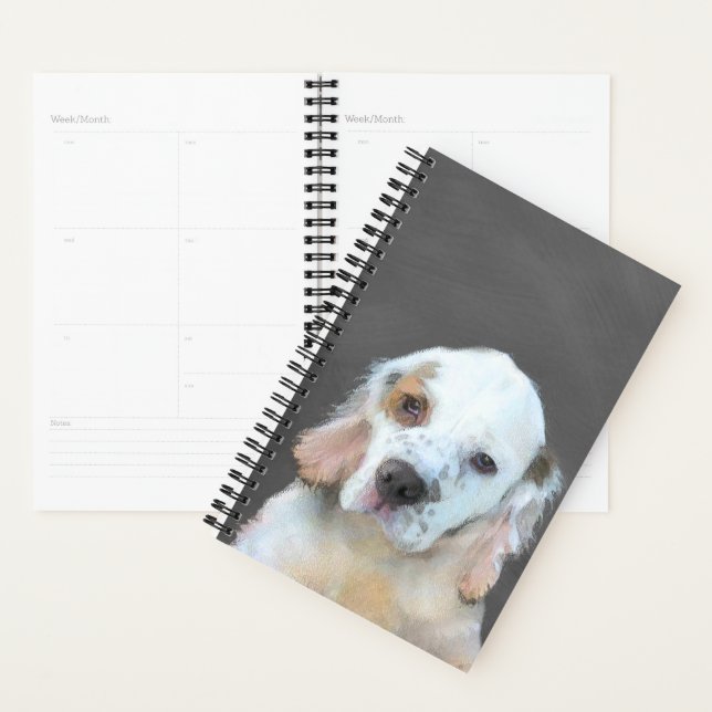 Clumber Spaniel Painting - Cute Original Dog Art Planner (Display)