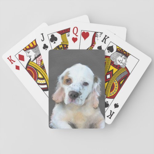 Clumber Spaniel Painting _ Cute Original Dog Art Playing Cards