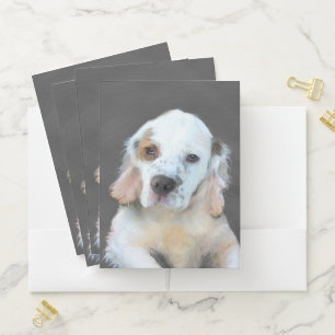 Clumber Spaniel Painting - Cute Original Dog Art Pocket Folder