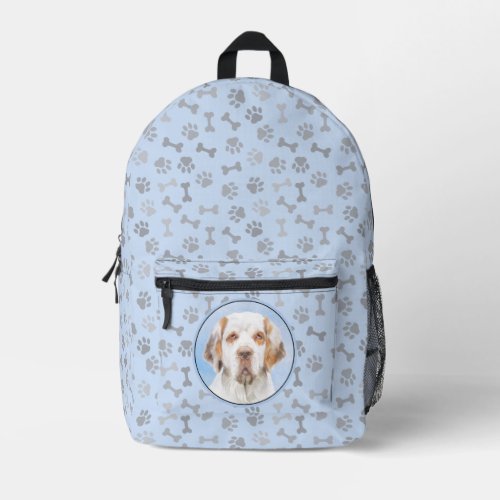 Clumber Spaniel Painting _ Cute Original Dog Art Printed Backpack
