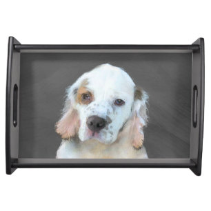 Clumber Spaniel Painting - Cute Original Dog Art Serving Tray