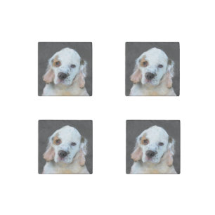 Clumber Spaniel Painting - Cute Original Dog Art Stone Magnet