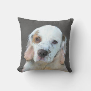 Clumber Spaniel Painting - Cute Original Dog Art Throw Pillow